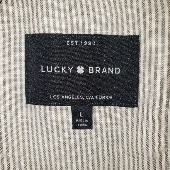 Lucky Brand Sz L Women's Linen Blend Striped Jacket Full Zip Waist Drawstring - Picture 8 of 12